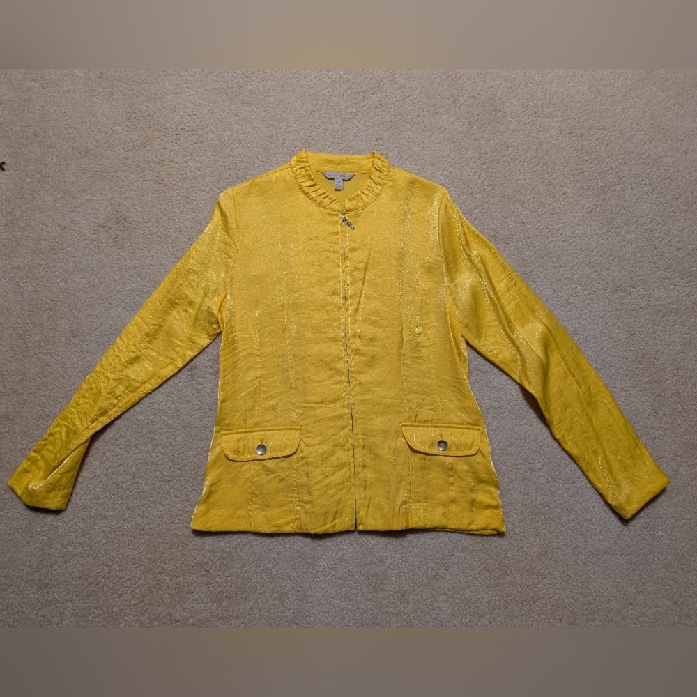 LAURA ASHLEY Rayon Blend Full-Zip Gold Yellow - Women's Size Medium
